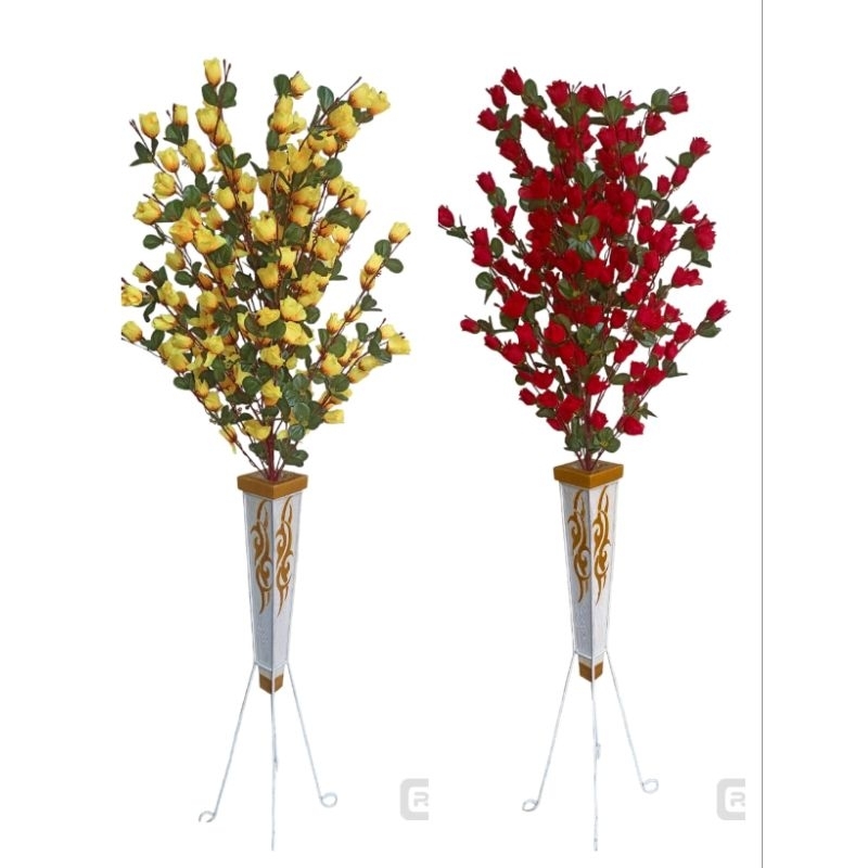 [bunga set pot] bunga mawar artificial jumbo 30 cabang set pot / bunga plastik / mawar tiruan / bung