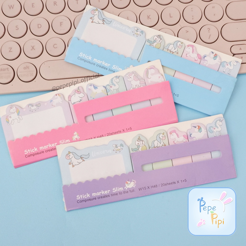 

Sticky Note Unicorn Animal Kotak Strip Pembatas Buku Halaman hewan Note buku tulis sticky notes