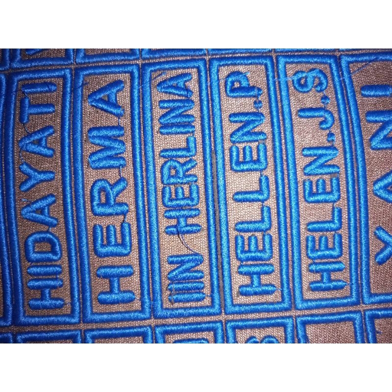 nama bordir tanda pengenal