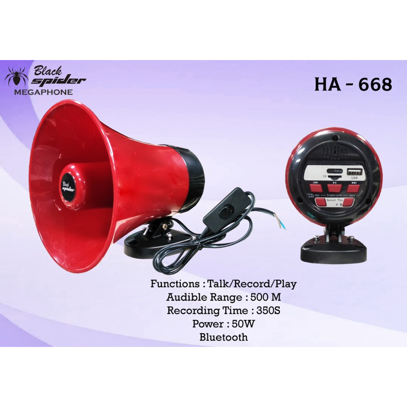 BLACKSPIDER Toa Black Spider Speaker Horn MEGAPHONE BLACK SPIDER HA668 + Horn BLUETOOTH MP3 Player P