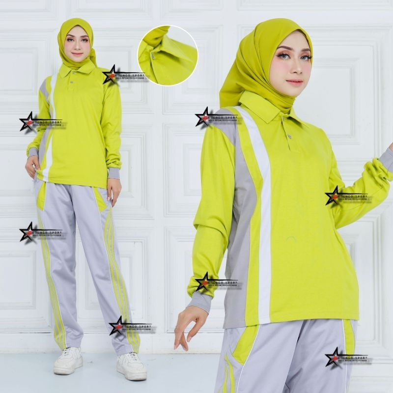 HEMAT LUAR BIASA Setelan Baju Olahraga Senam Wanita Lengan Panjang / Seragam Olahraga Senam / Stelan