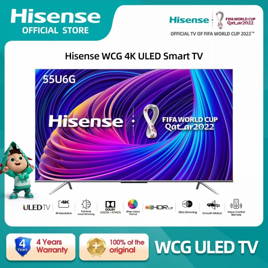 Hisense 55U6G WCG 4K ULED Smart TV 55 Inch Garansi Resmi