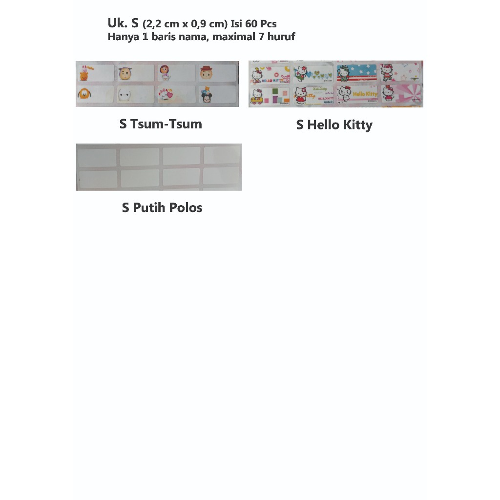 Stiker Label Nama Waterproof Uk. S (Kecil)/Stiker Nama Anak/Stiker Label Custome Nama
