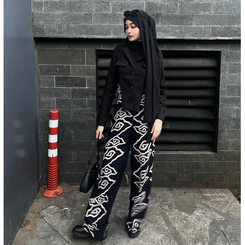 BATIK TRUSMI Bawahan Batik Celana Kulot Batik Wanita Mega Ceplok RML