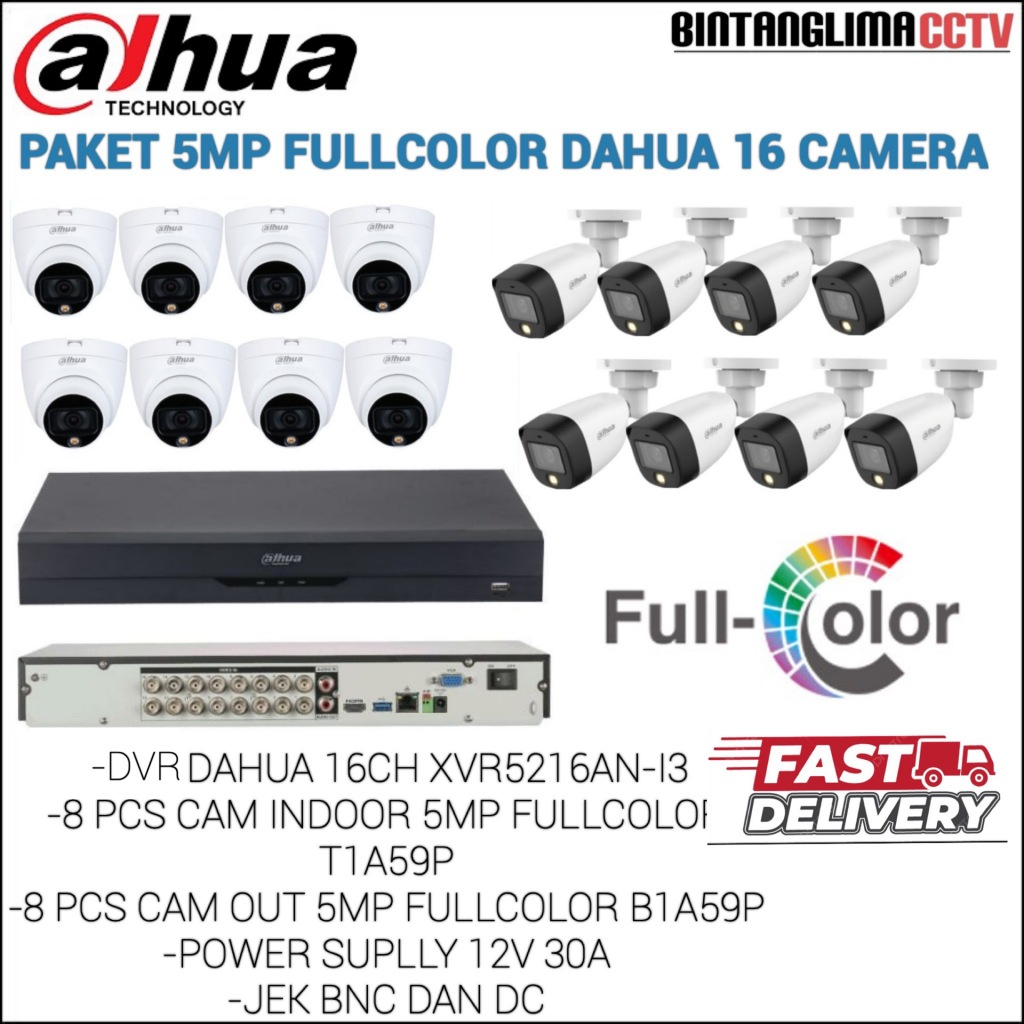 PAKET DAHUA 5MP FULL COLOR UHD 16 CAMERA