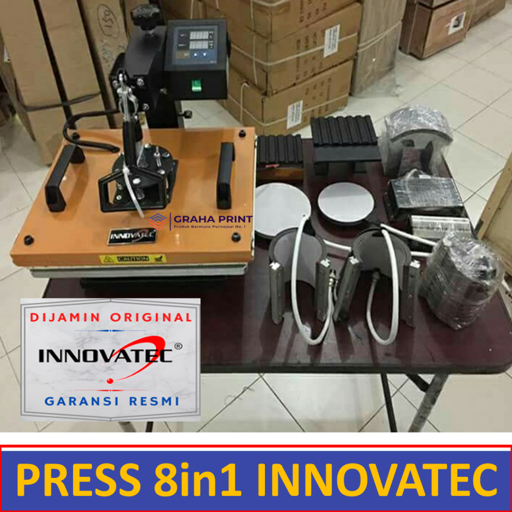 Innovatec Mesin Press Kaos 8in1 - Mesin Heat Press Sablon Kaos - Mesin Sablon Baju - Mesin Sablon Mu