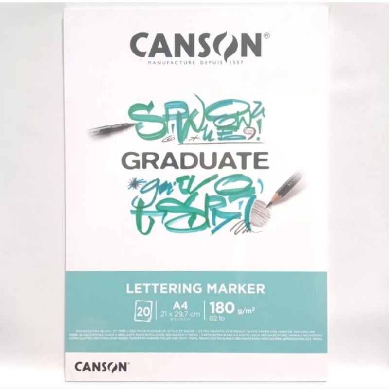 

Canson Graduate A4 Lettering Marker Paper 20 Sheets 180 Gsm