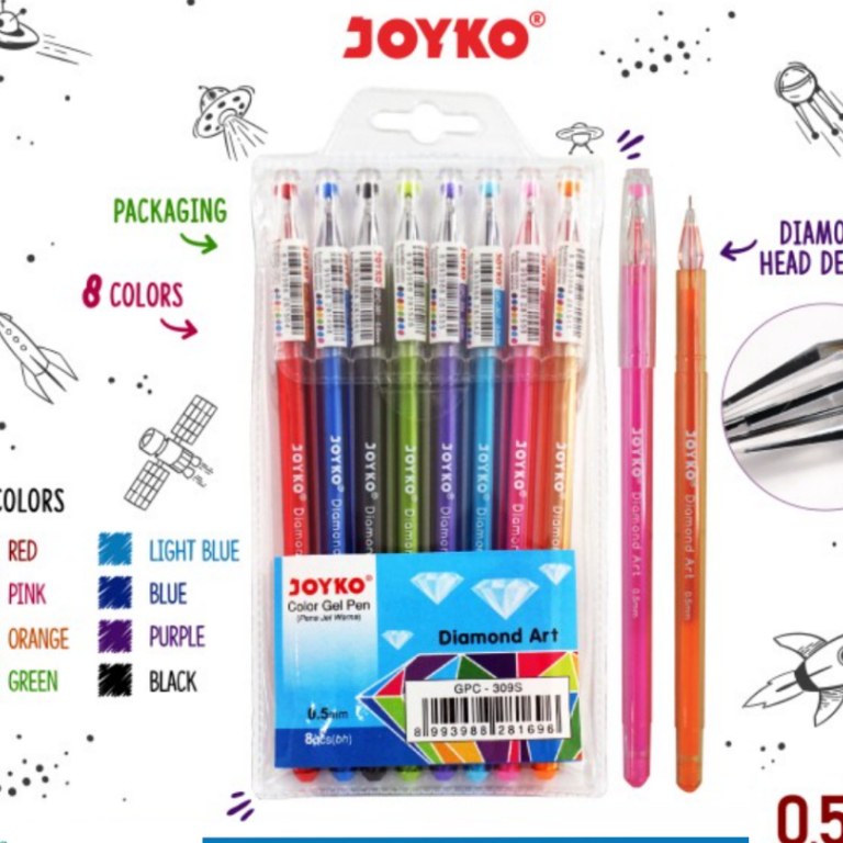 

Color Gel Pen / Pulpen / Pena Joyko GPC-309S / 1 Set 8 Warna / 0.5 mm
