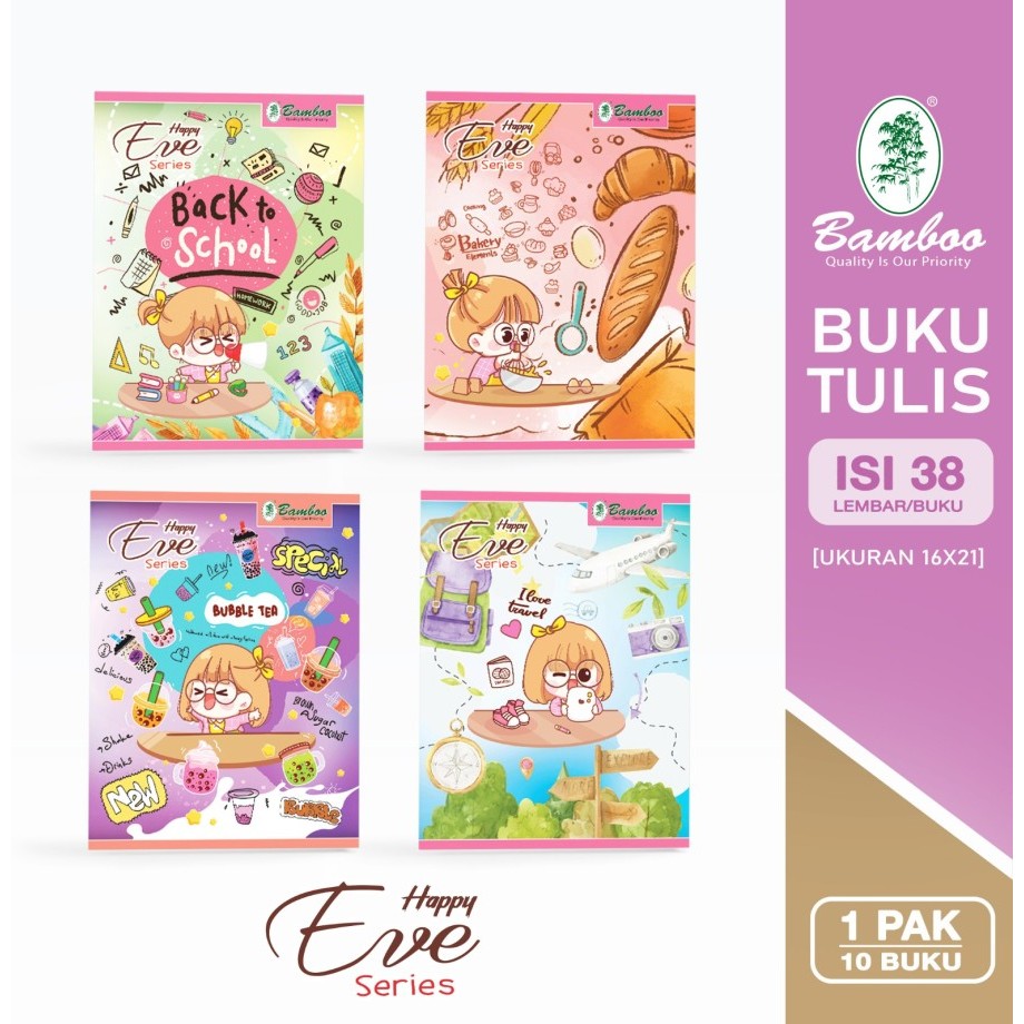 

Bamboo Buku Tulis Kwarto 38 Happy Eve Series [1 pak/10 buku]