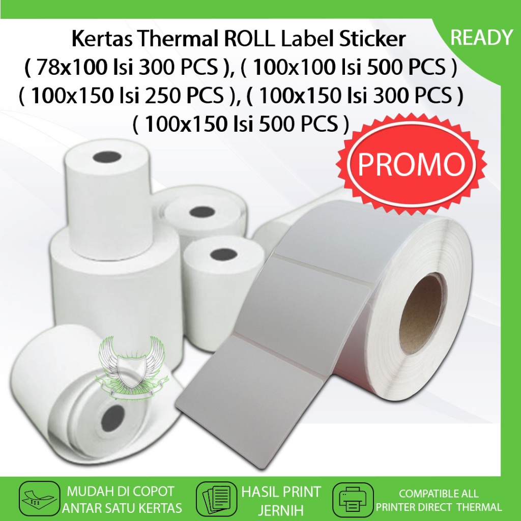 

Thermal Sticker ROLL Label Uk 78X100 100x100 100x150 ROLL Cetak Stiker Resi Paket Usaha Online Shop