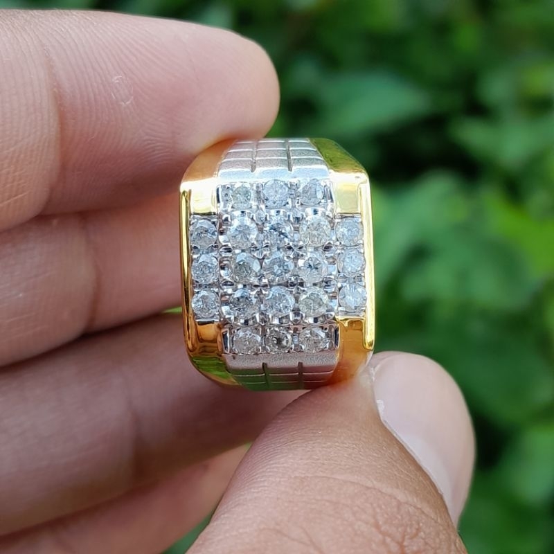 Cincin berlian bahan perak motif pria