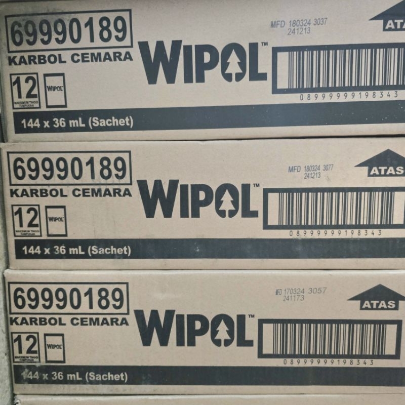 (1 karton / 12 renteng) Wipol Pembersih Lantai Karbol Cemara refill Renceng 36ml 1000an