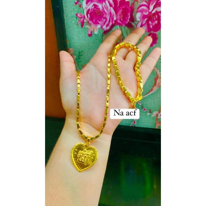 kalung padi 3 suku lapis emas bonus cincin