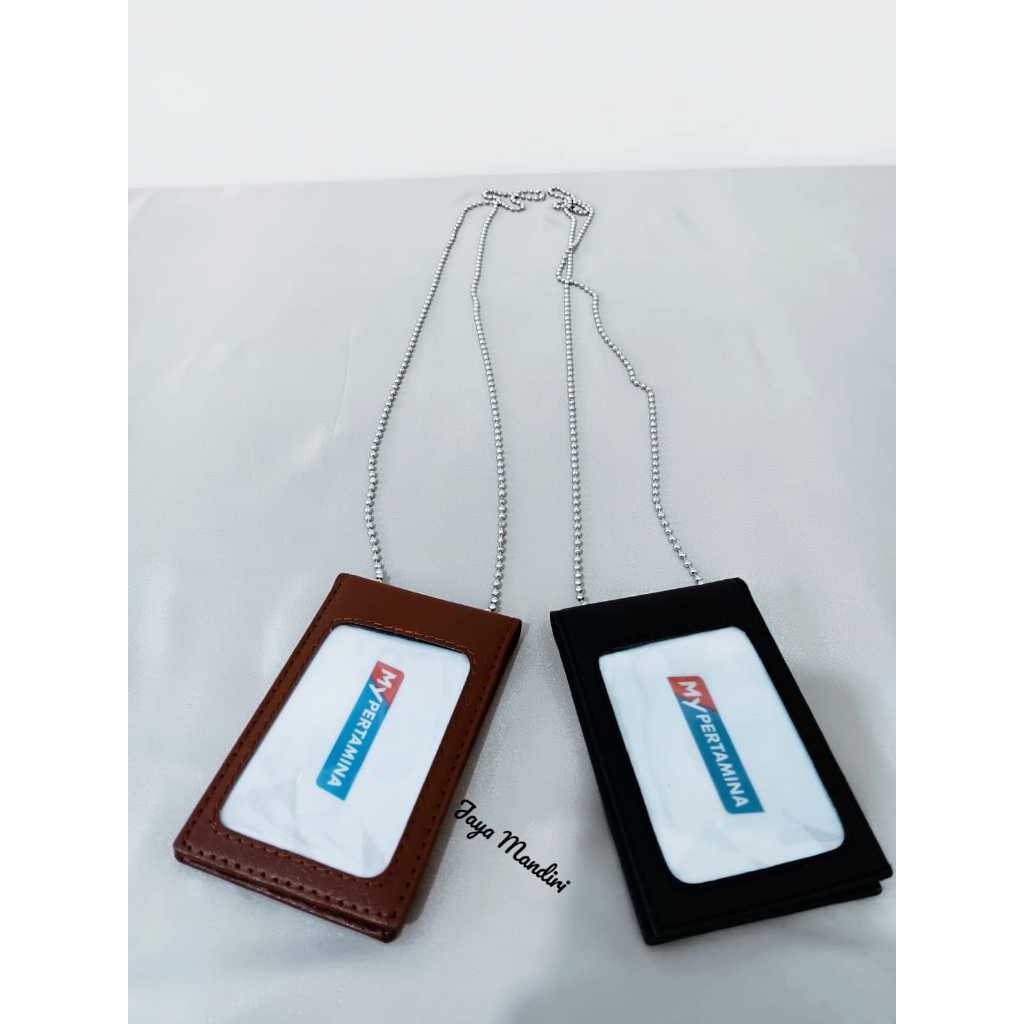 

Name Tag Id Card Holder Dompet Saku Dompet Kartu Magnet plus kalung rantai kulit hitam dhop