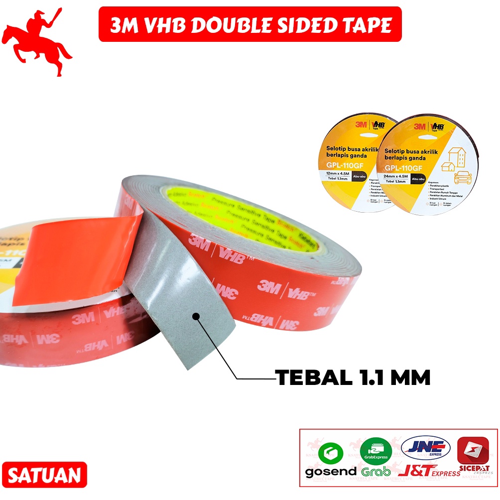 

KODE J5O Lakban OPP Tape Isolasi Double Tape KSATRIA Tape 3M VHB Tebal 11 MM Ukuran 12MM 24MM x 45MPCS