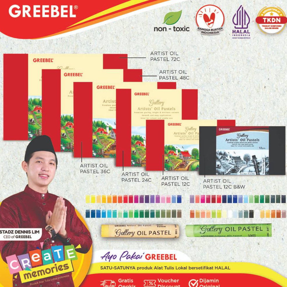 

KODE A44Q GREEBEL Crayon Krayon ARTIST OIL PASTEL tdk berdebu cerah utk Anak Sekolahprofessional tdk beracun