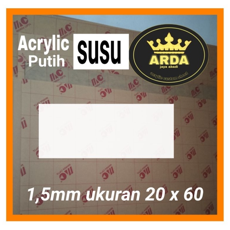 

KODE N84C Akrilik 15mm putih susu 2 x 6 akrilik lembaran Acrylic white mika lembaran akrilik termurah ready stok