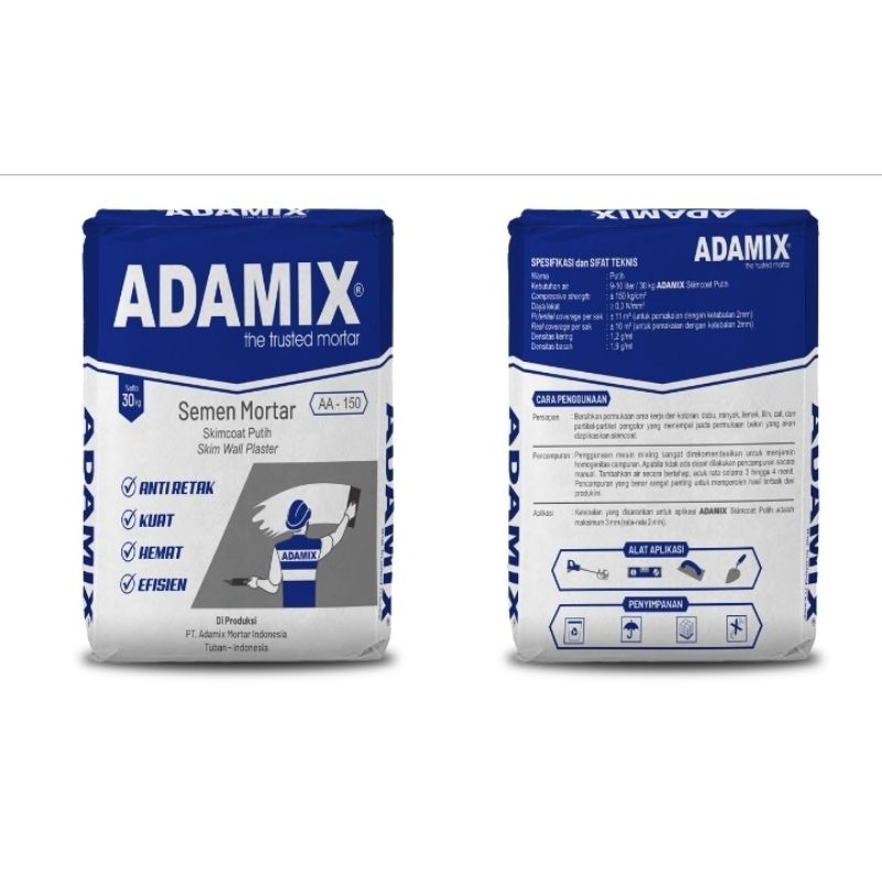 SEMEN MORTAR (ADAMIX) SKIMCOAT PUTIH AA - 150