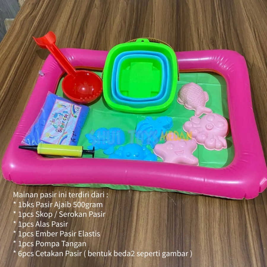 Mainan Pasir Ajaib 1 set Lengkap Dengan Alas Pasir Dan Cetakkan Pasir Lengkap