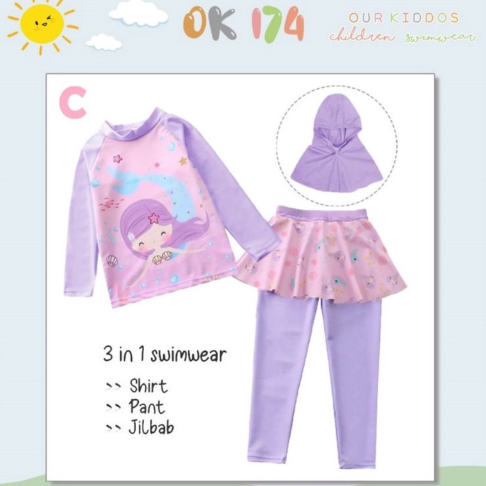 Buruan Pesan  Ok174 BAJU RENANG ANAK PEREMPUANBAJU RENANG ANAK UNICORN BAJU RENANG ANAK MUSLIM BAJU 