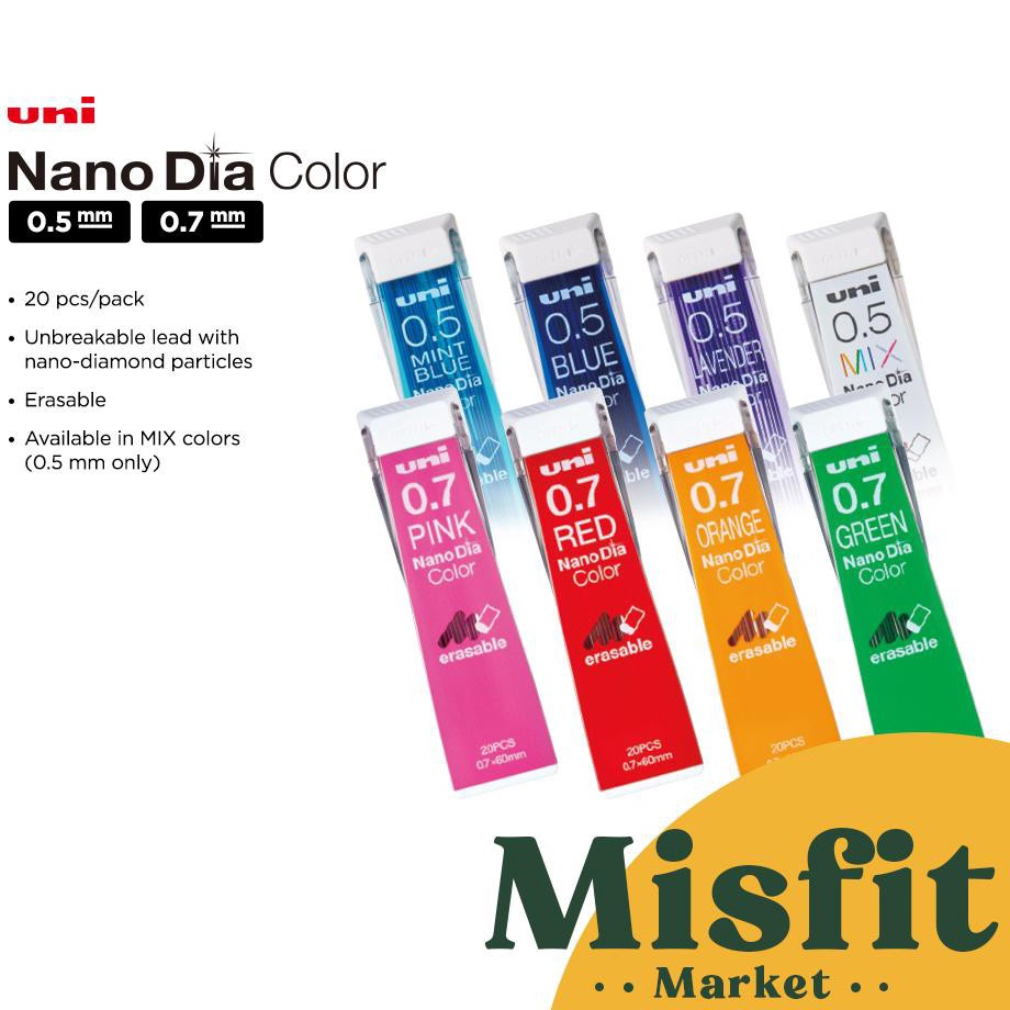 

Harga Termurah Uni NanoDia Eble Color Lead Refill 5 7 mm MIX Nano Dia isi ulang pensil mekanik cetek