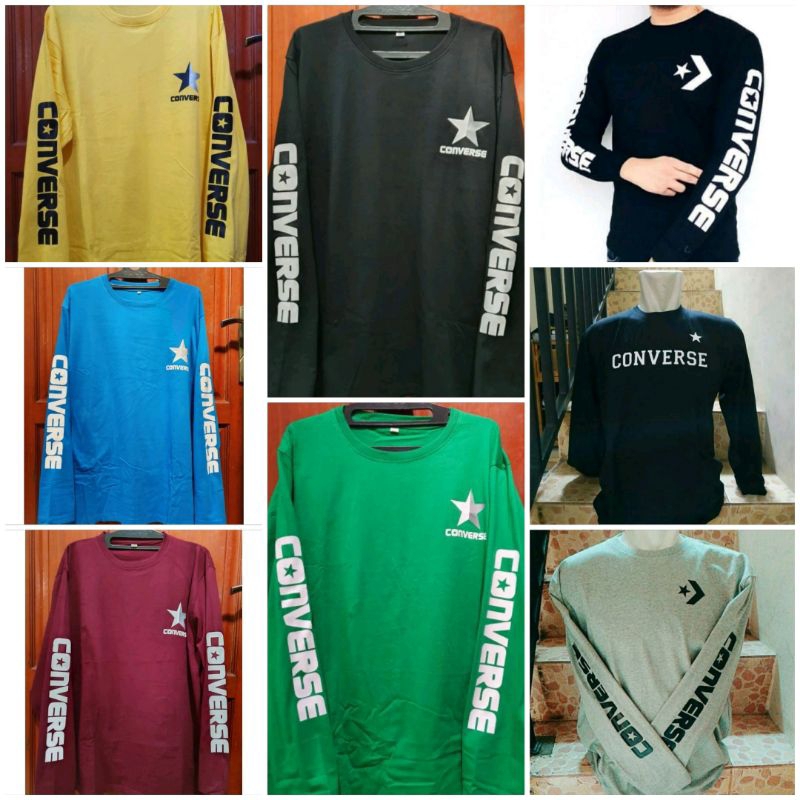 KAOS DISTRO PRIA WANITA T-shirt CONVERSE LENGAN PANJANG KAOS CANTIK KAOS OBLONG FASHION PRIA WANITA 