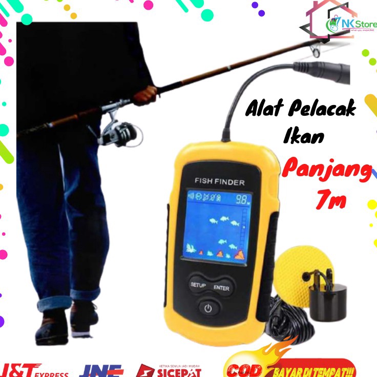 Promo Fish Finder Alat Pelacak Pendeteksi Ikan Laut Poble Sonar Range 1M Panjang Kabel 7 Meter