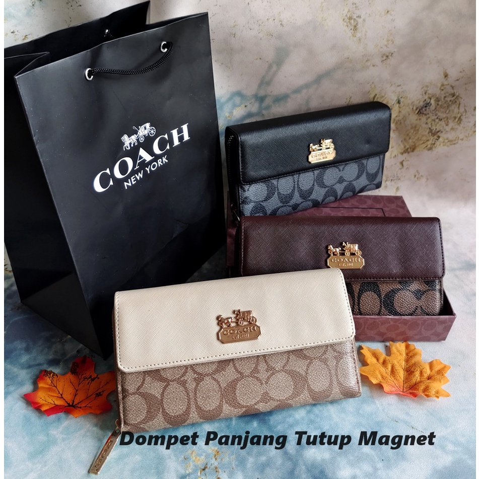 LANGSUNG KIRIM DOMPET PANJANG TUTUP COCO WANITA  Dompet Lipat Panjang Coach With Box dustbag
