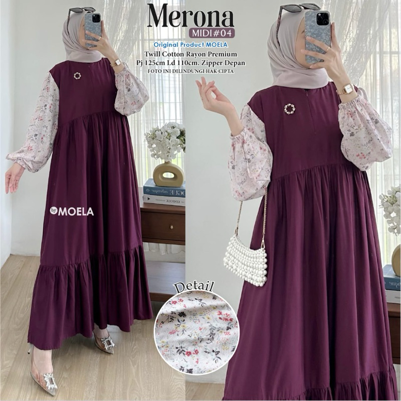 MOELA HIJAB - FULEA JANFI VERCA MANCI BILSA NOREL NIRVE DILWA MERONA MIDI DRESS KOMBINASI [MAROON SE