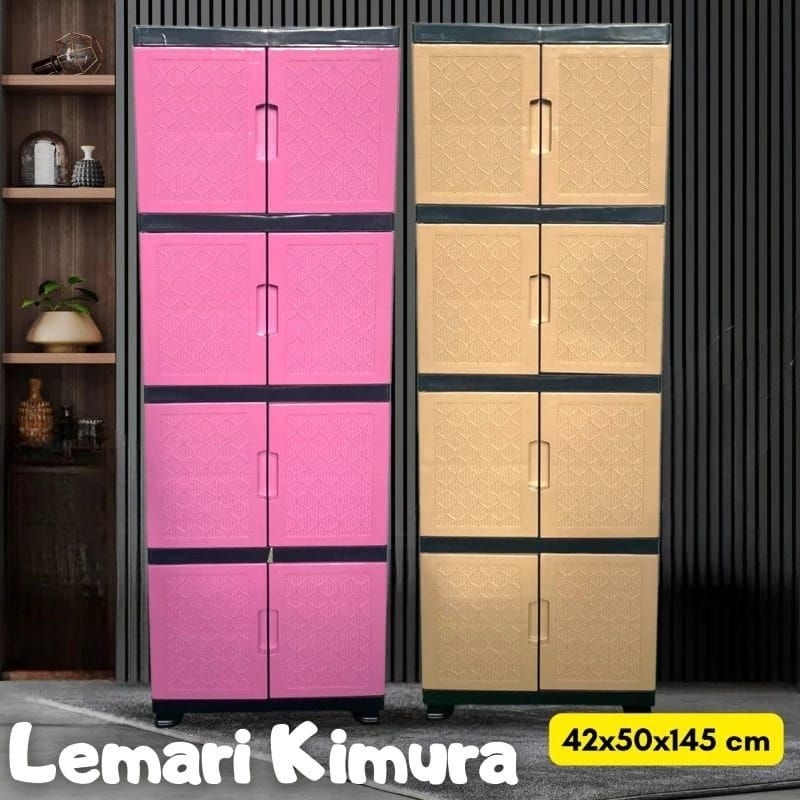 Promo  Lemari Kimura 4 Susun Non Kaca Lemari Anti Rayap Lemari Pakaian Plastik 4 Susun