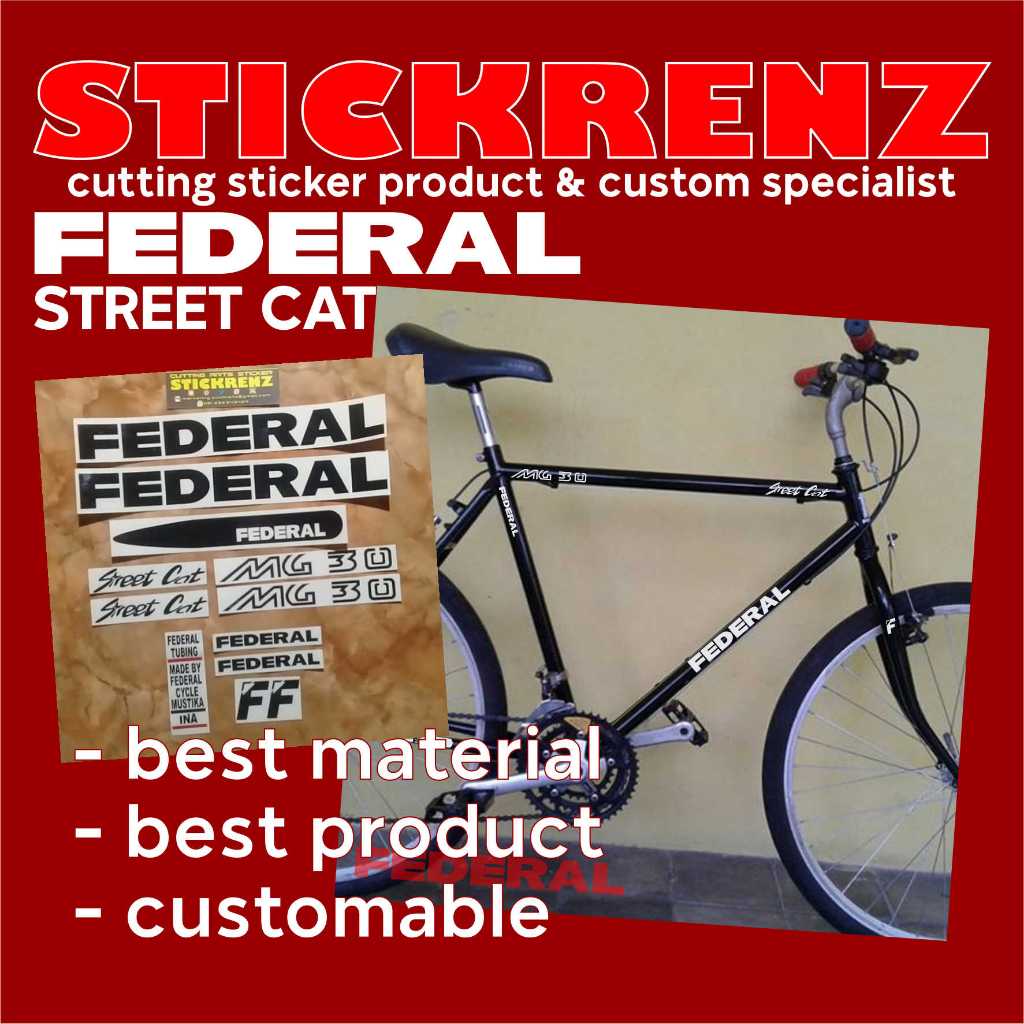 Cutting Sticker Stiker Frame Sepeda MTB Roadbike, Federal Street Cat 01 Custom