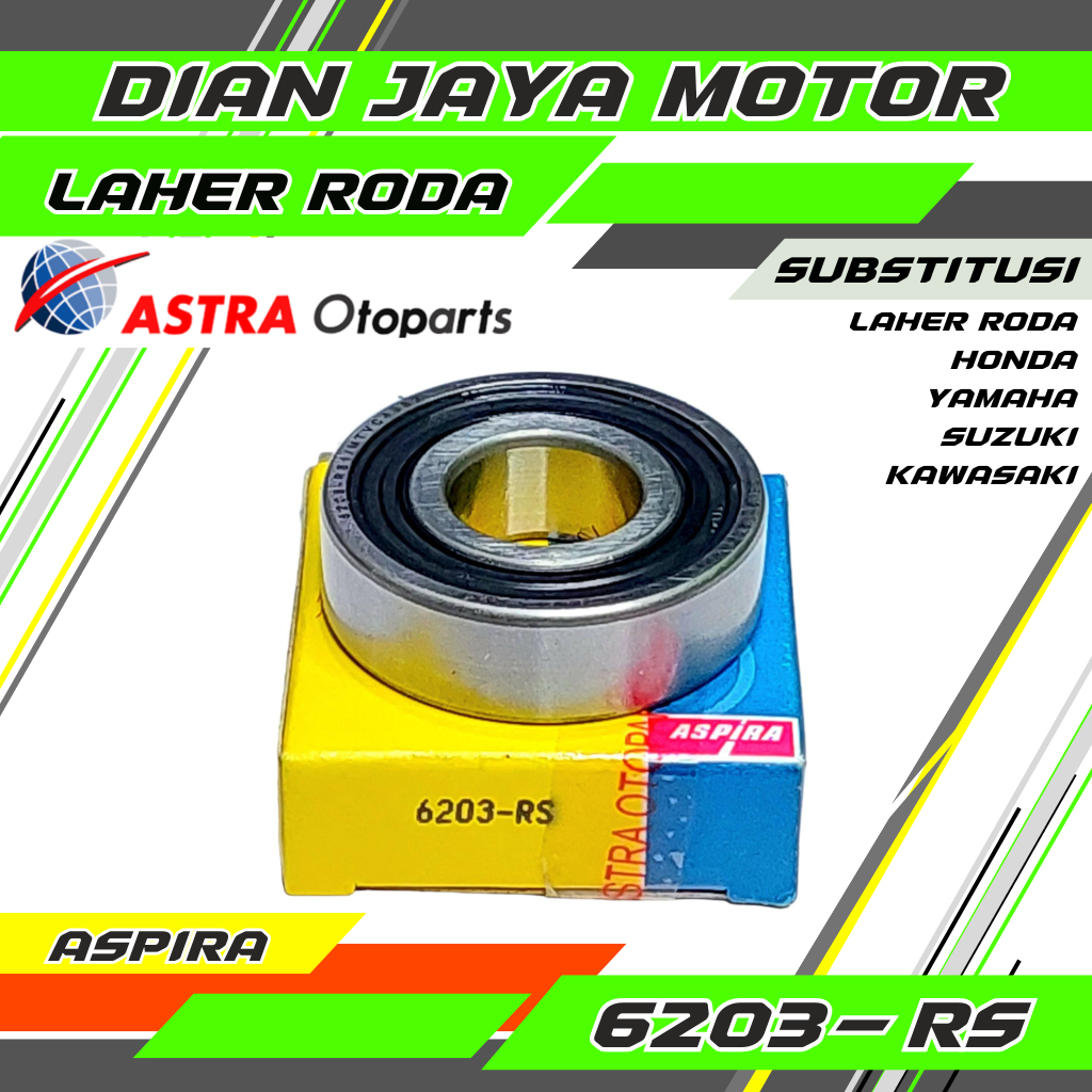 Bearing Laher 6203-RS  ASPIRA Laher Gir Honda Bearing Laher Honda Yamaha Suzuki Kawasaki