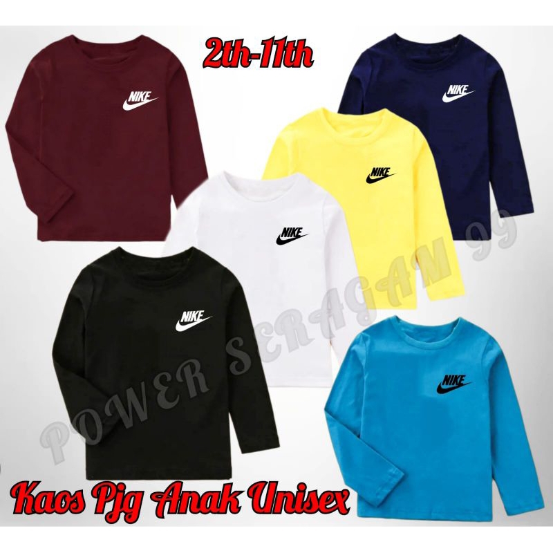 Kaos Lengan Panjang Katun Buat Anak Usia 2th-11th / Kaos Lengan Panjang Anak tanggung / Kaos Outfit 