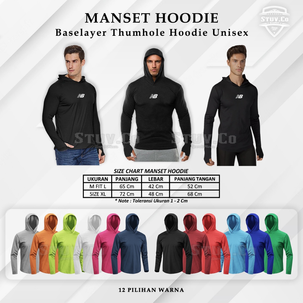 BASELAYER THUMBHOLE MANSET PRIA HOODIE OLAHRAGA PRIA WANITA
