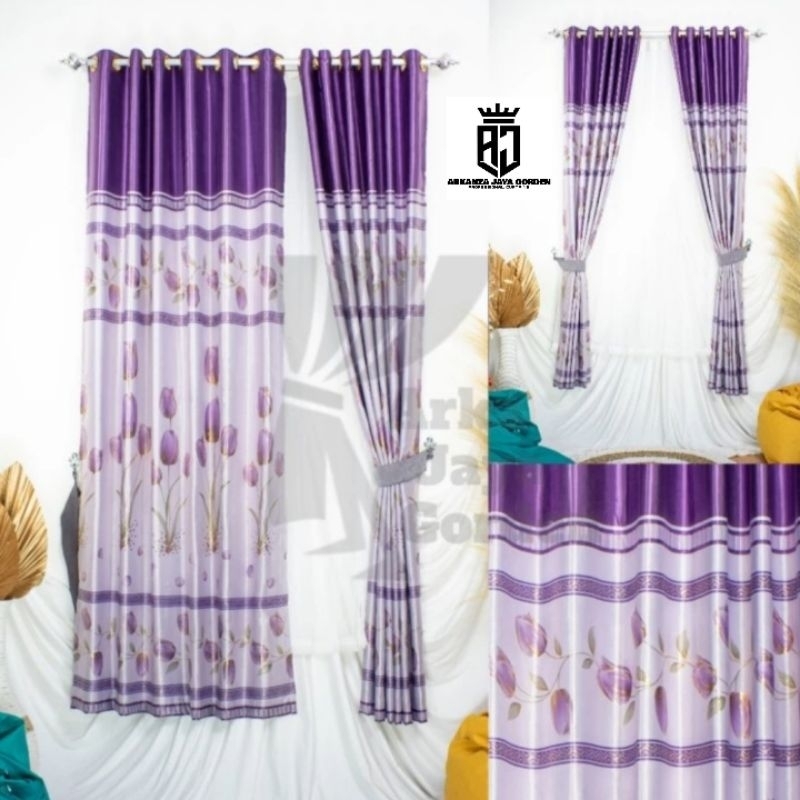 gorden jendela blackout panjang motif bunga tulip /gorden blackout napoleon