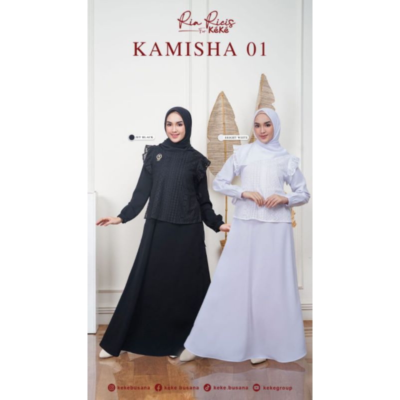 Gamis polos hitam dan putih by keke busana / gamis ori keke busana readystock ✅
