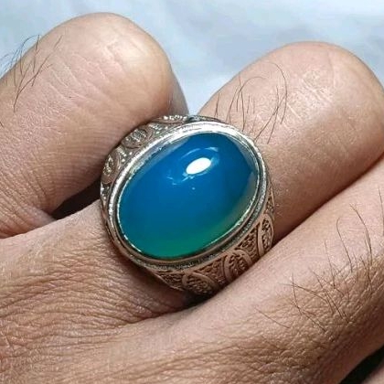 batu cincin akik bacan Doko mejiko biru satu warna