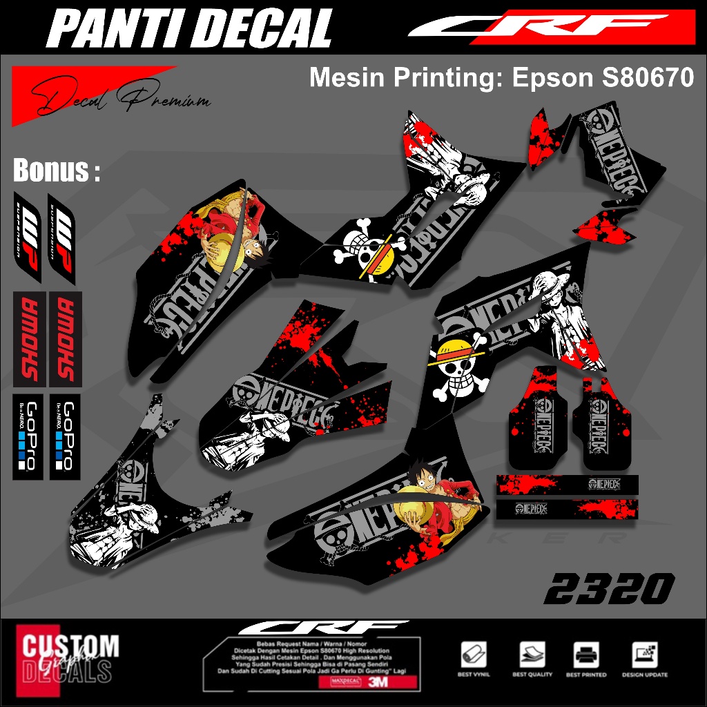 DECAL CRF 150 L SUPER GLOSY FULL BODY MOTIF ONE PIECE - DECAL HONDA CRF 150 L FULL BODY