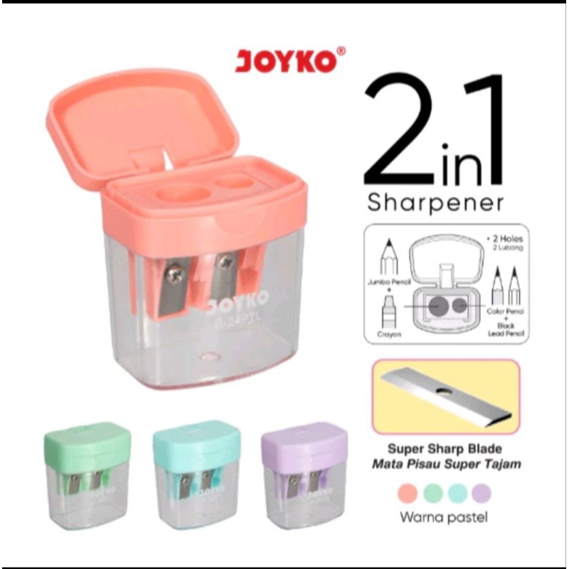 

Rautan Asahan Sharpener 2 lubang B-24 PTL pastel color JOYKO