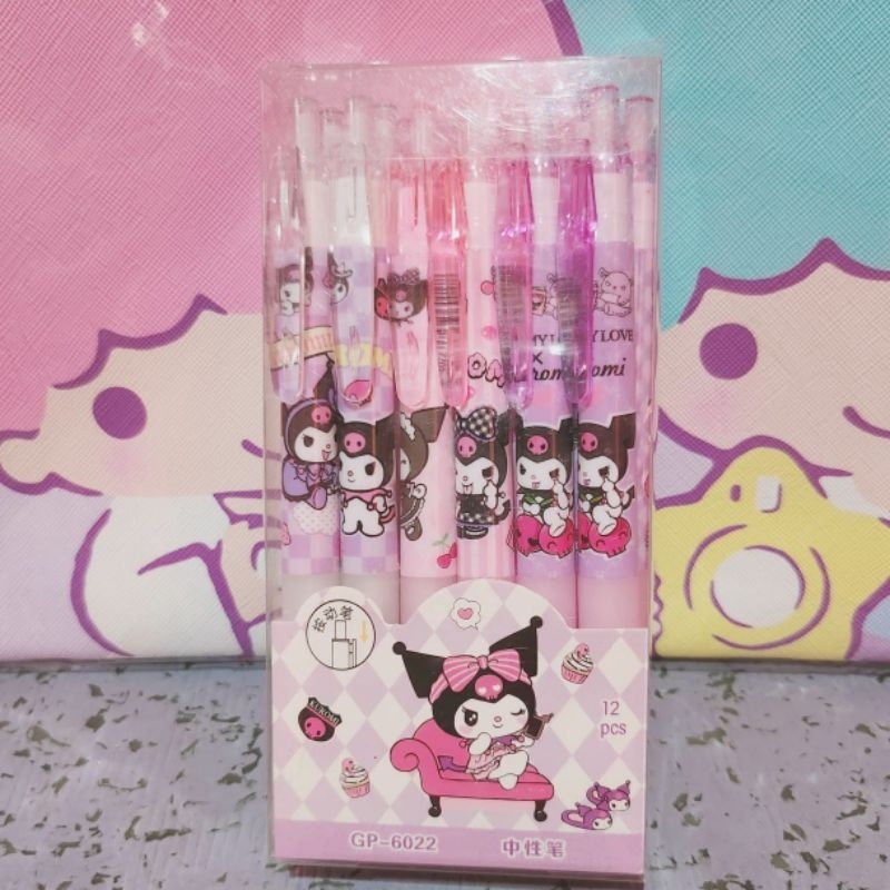 

Pena Kuromi Set 12 Gel Pen Box ATK Alat Tulis Sanrio