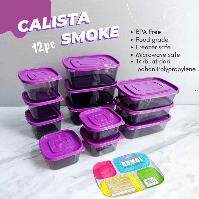 Toples Calista Rumoi Smoke Wadah Makanan Plastik Premium Container Makanan Plastik 12 pcs