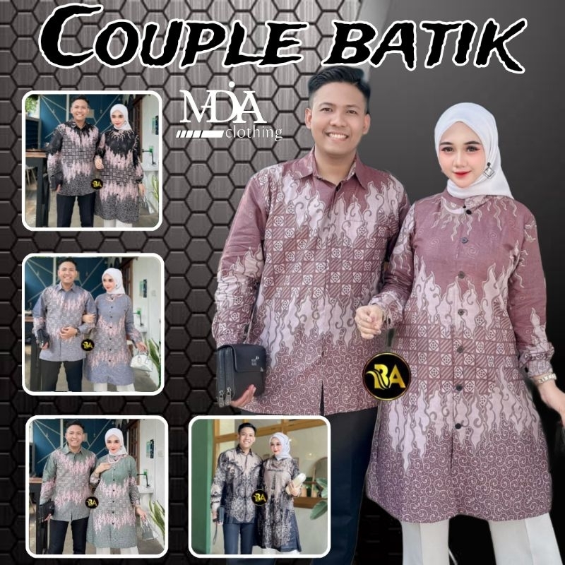 Batik Tunik Couple Modern Set Pakaian Couple Kemeja Batik Pria Premium Baju Batik Couple