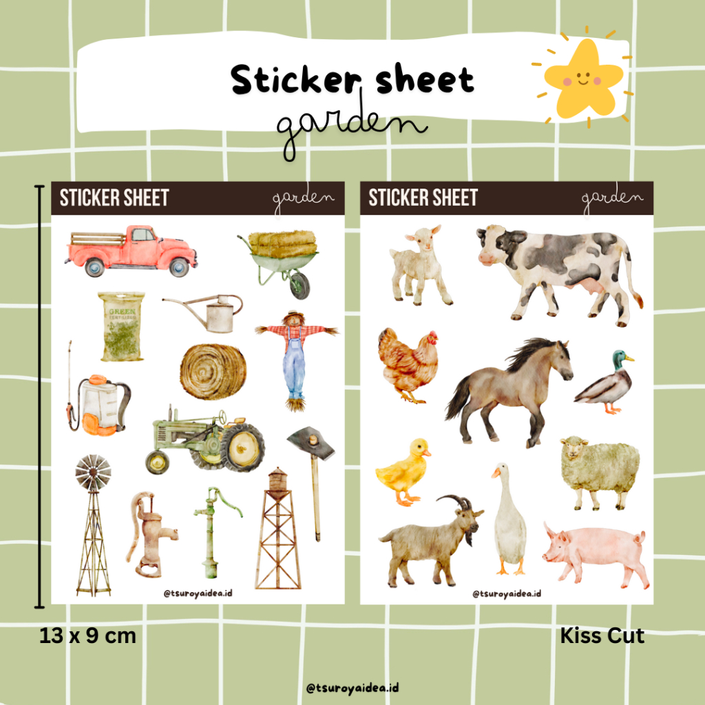 

SS033 - Garden Animal Sticker Sheet, Sticker Journal Lucu Aesthetic