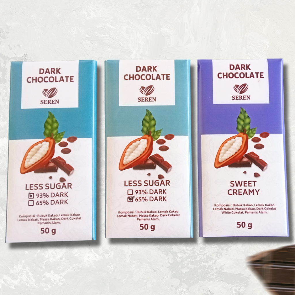 

Maknyuss1 65 Persen Dark Chocolate Coklat Batangan Sedikit Pahit - Seren Chocolate