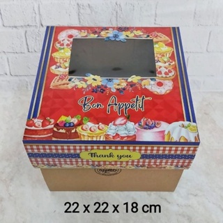 

Box Cake Dus kue 22 x 22 x 18 cm jendela mika Per Pcs Kotak Packaging ultah Bon Appetit