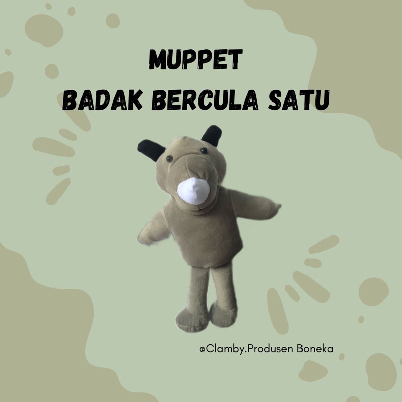 Boneka Tangan Muppet - Mainan Anak Hewan Badak | Peraga Dongeng - Boneka Edukasi
