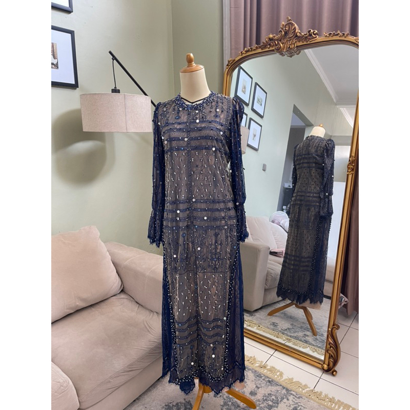 dress kebaya navy full payet