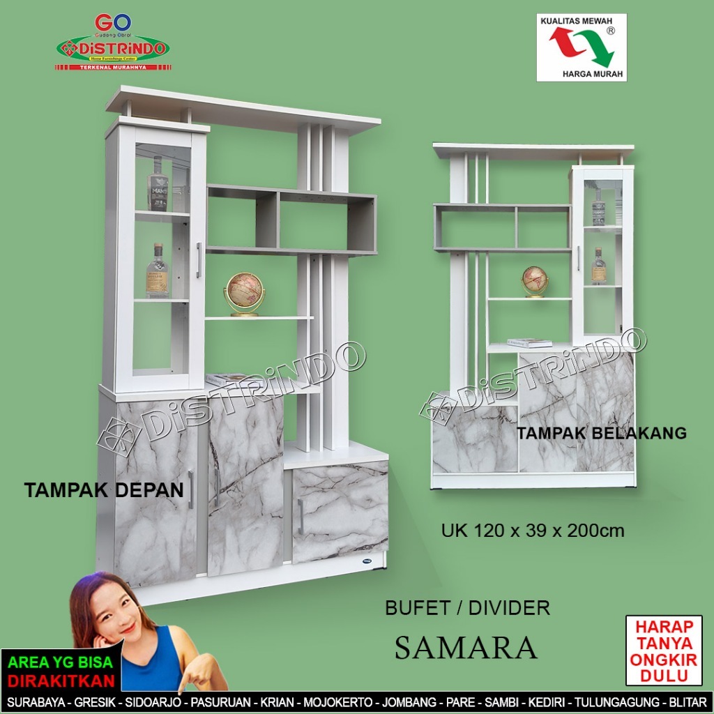 DISTRINDO Bufet Penyekat Ruangan / Divider Minimalis 2Sisi