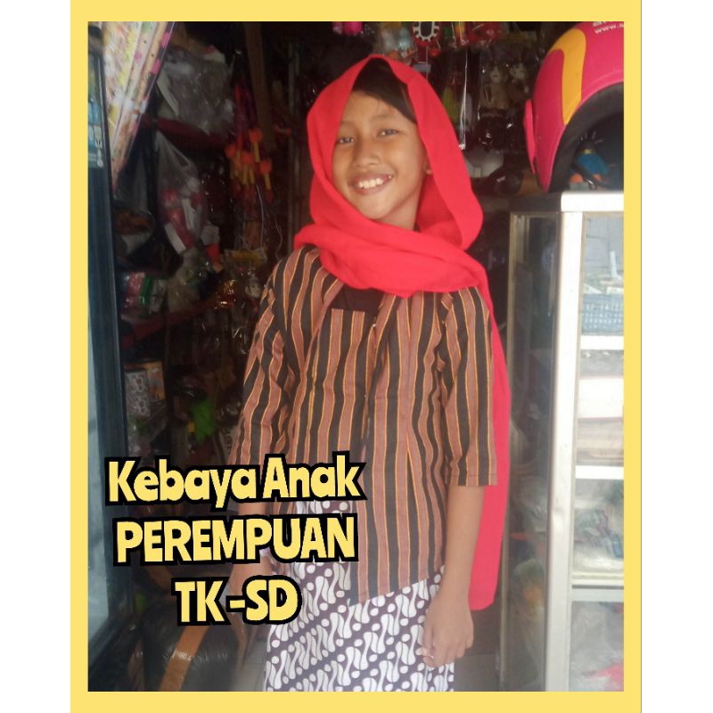 Kebaya Lurik Anak Perempuan Baju Adat Jawa Ukuran TK - SD Komplit
