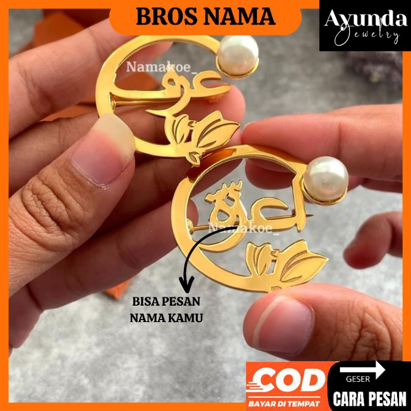 Ayunda Jewelry - Bros nama custom font arabic Bros nama bros titanium mutiara